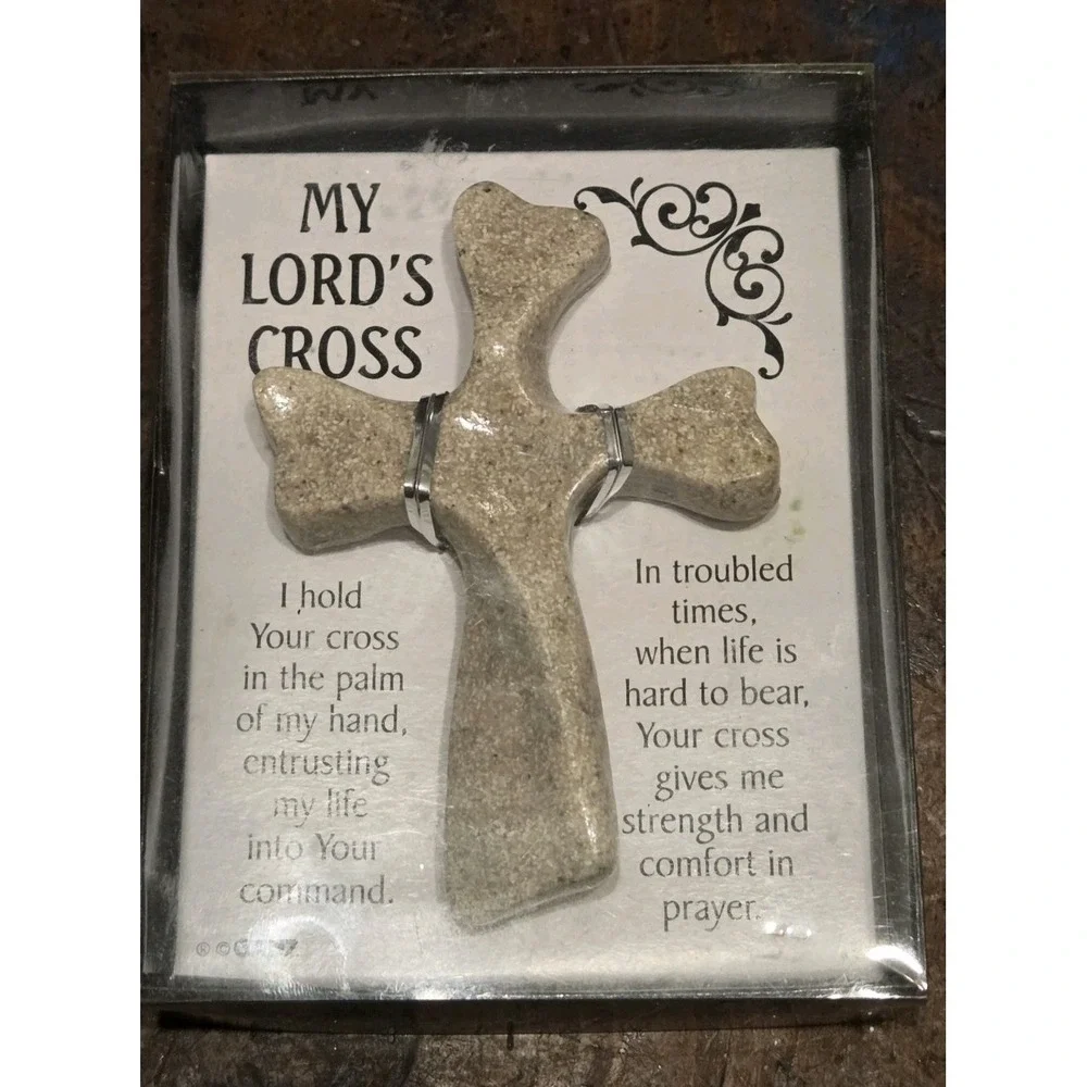 My Lord's Cross Ganz Stone Cross Ivory W/ Speckled Browns, Christian Gift